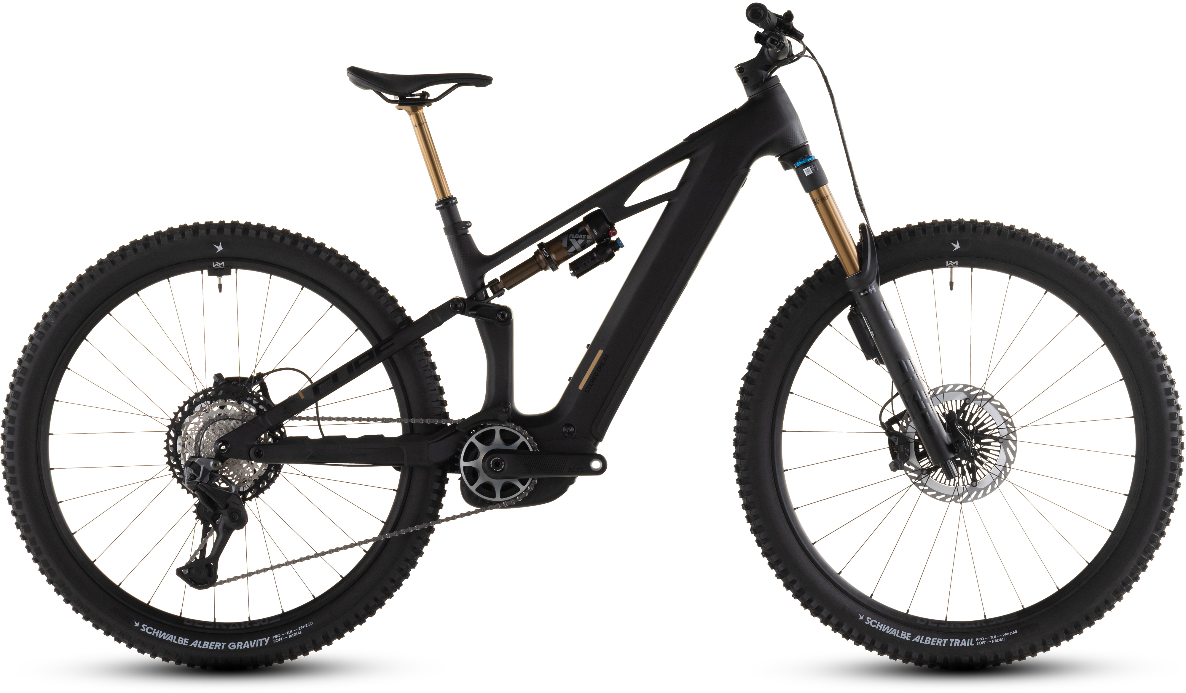 Biciclete electrice - BICICLETA ELECTRICA CUBE STEREO HYBRID ONE44 HPC AT 800 CARBON GOLD 2026 cadru M (18") - roti 29
