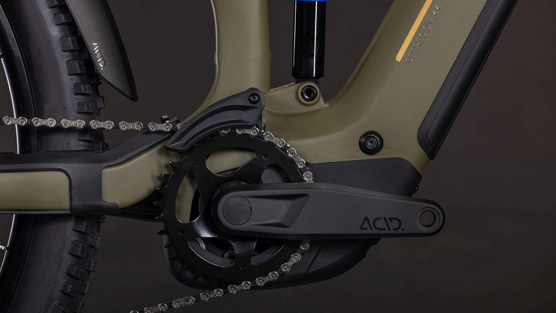 BICICLETA ELECTRICA CUBE STEREO HYBRID ONE44 PRO 800 DUSTYOLIVE GOLD 2026 cadru S (16") - roti 27.5 [4]