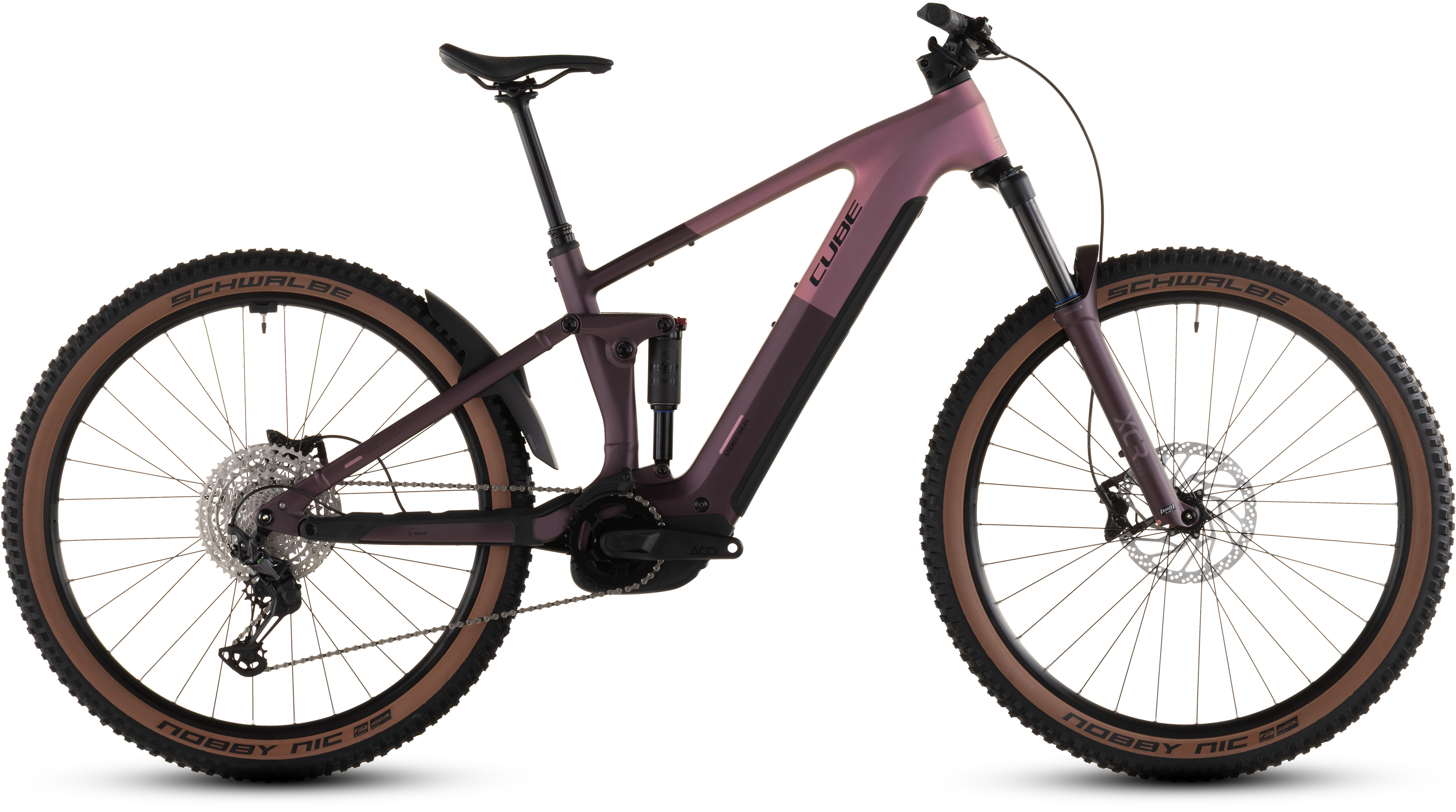 Biciclete electrice - BICICLETA ELECTRICA CUBE STEREO HYBRID ONE44 PRO 800 SHIFTBLUSH RAISIN 2026 cadru M (18") - roti 29