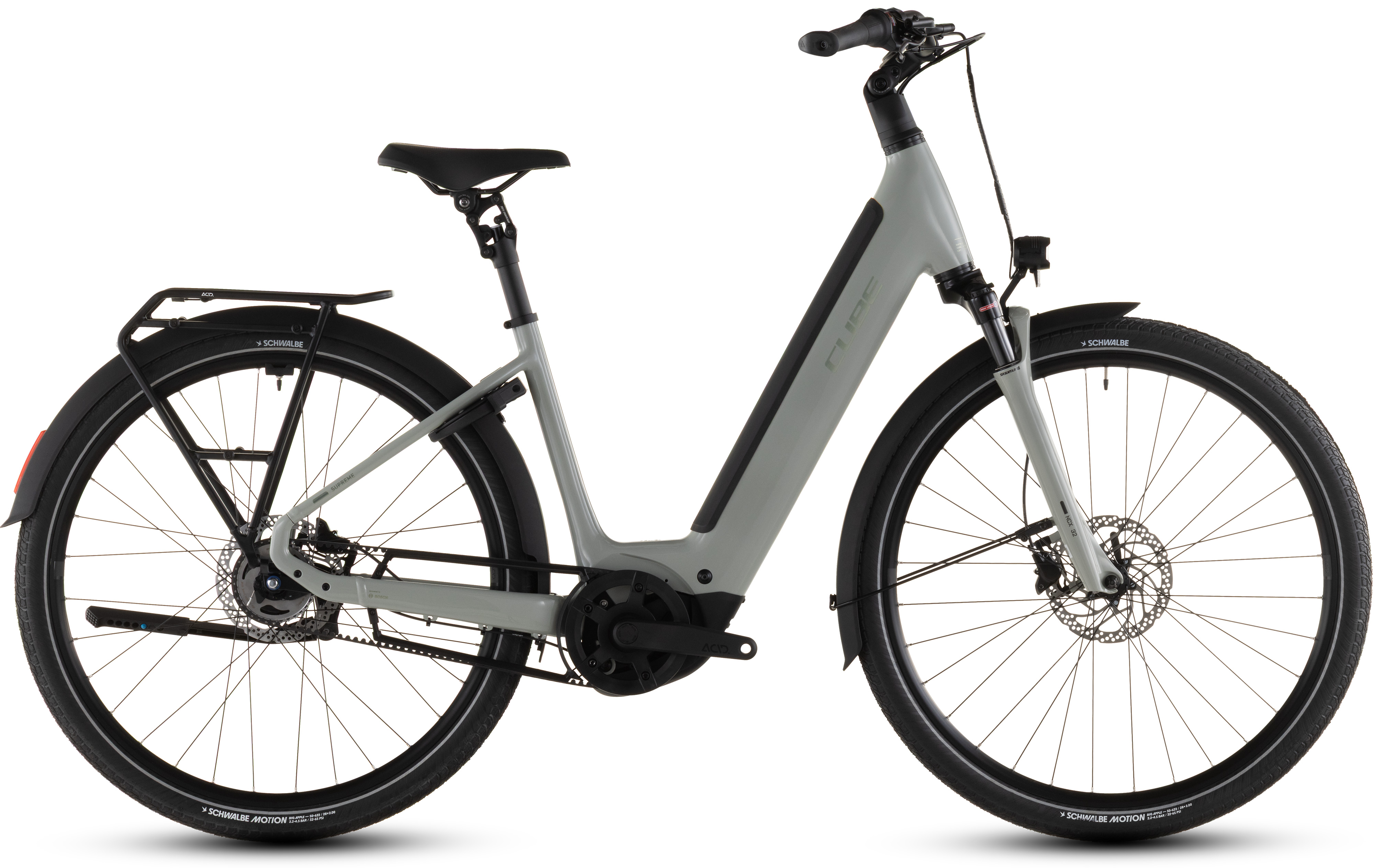 Biciclete electrice - BICICLETA ELECTRICA CUBE SUPREME HYBRID DELUXE ONE 600 EASY ENTRY ASHGREEN CHROME 2026 50 cm
