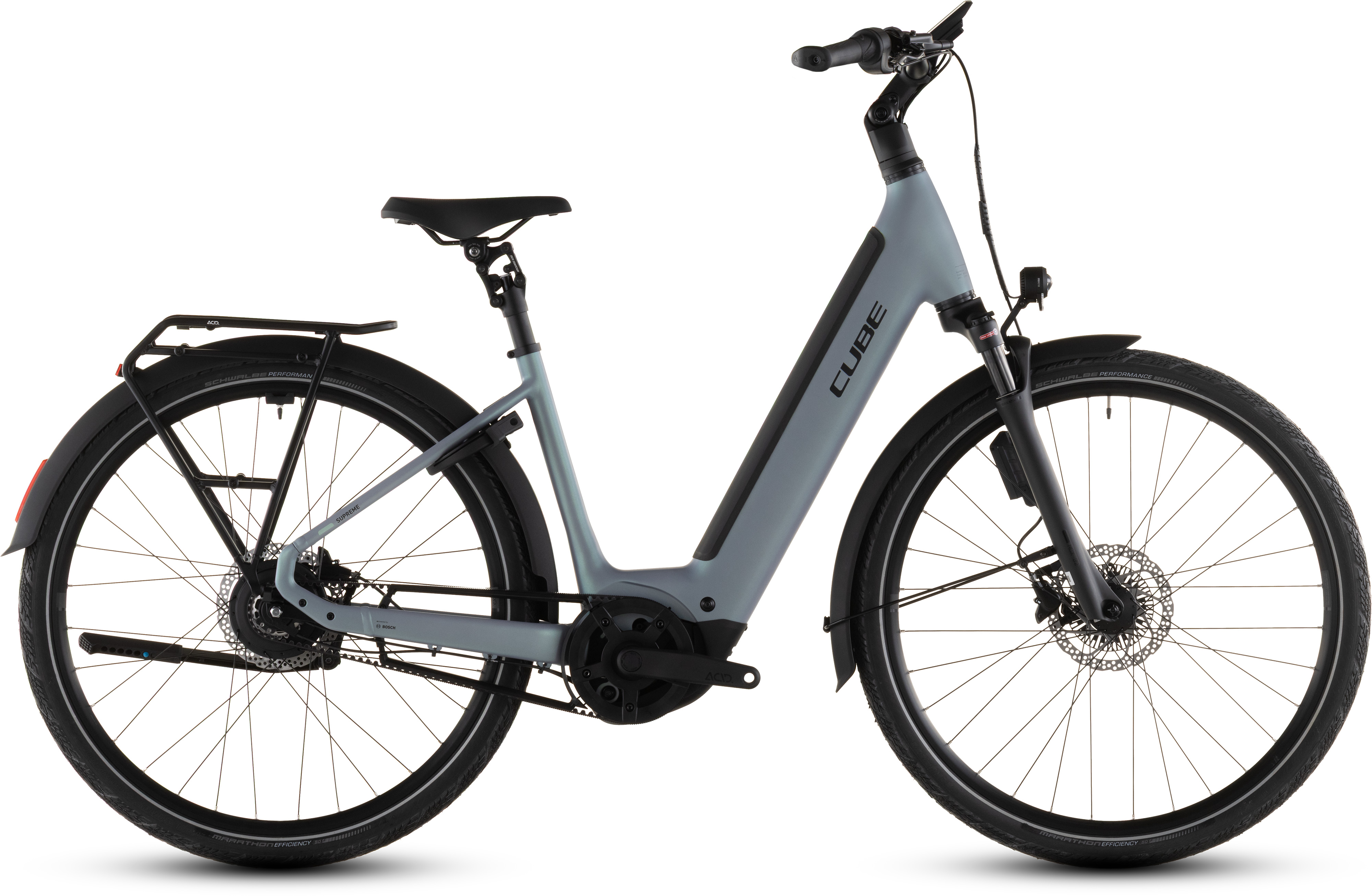 Biciclete electrice - BICICLETA ELECTRICA CUBE SUPREME HYBRID DELUXE SLX 600 EASY ENTRY SEAGREY BLACK 2026 50 cm