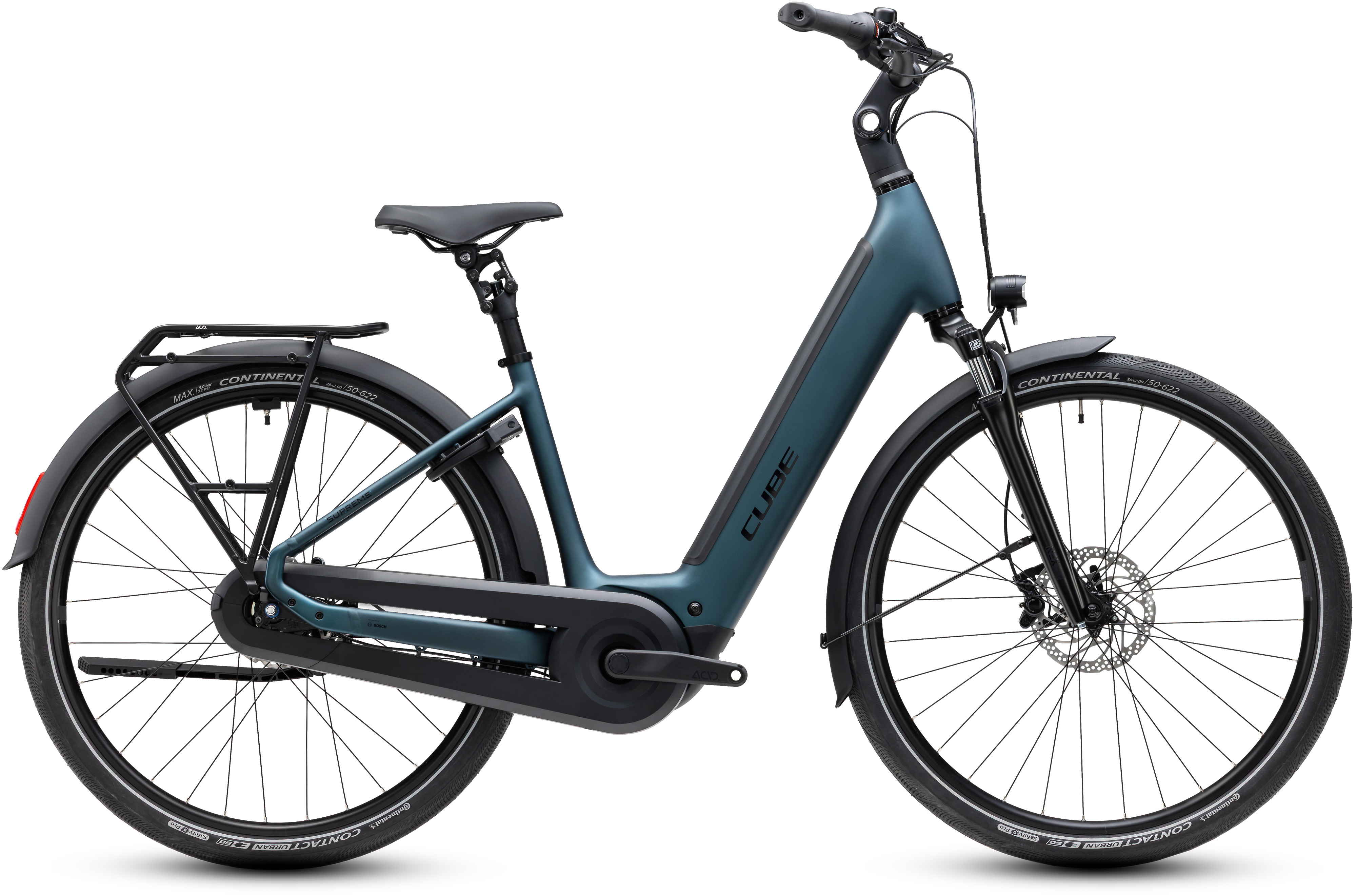 Ciclism - BICICLETA ELECTRICA CUBE SUPREME RT HYBRID COMFORT EX 600 EASY ENTRY ROYALGREEN BLACK 2027 cadru 42cm - roti 26