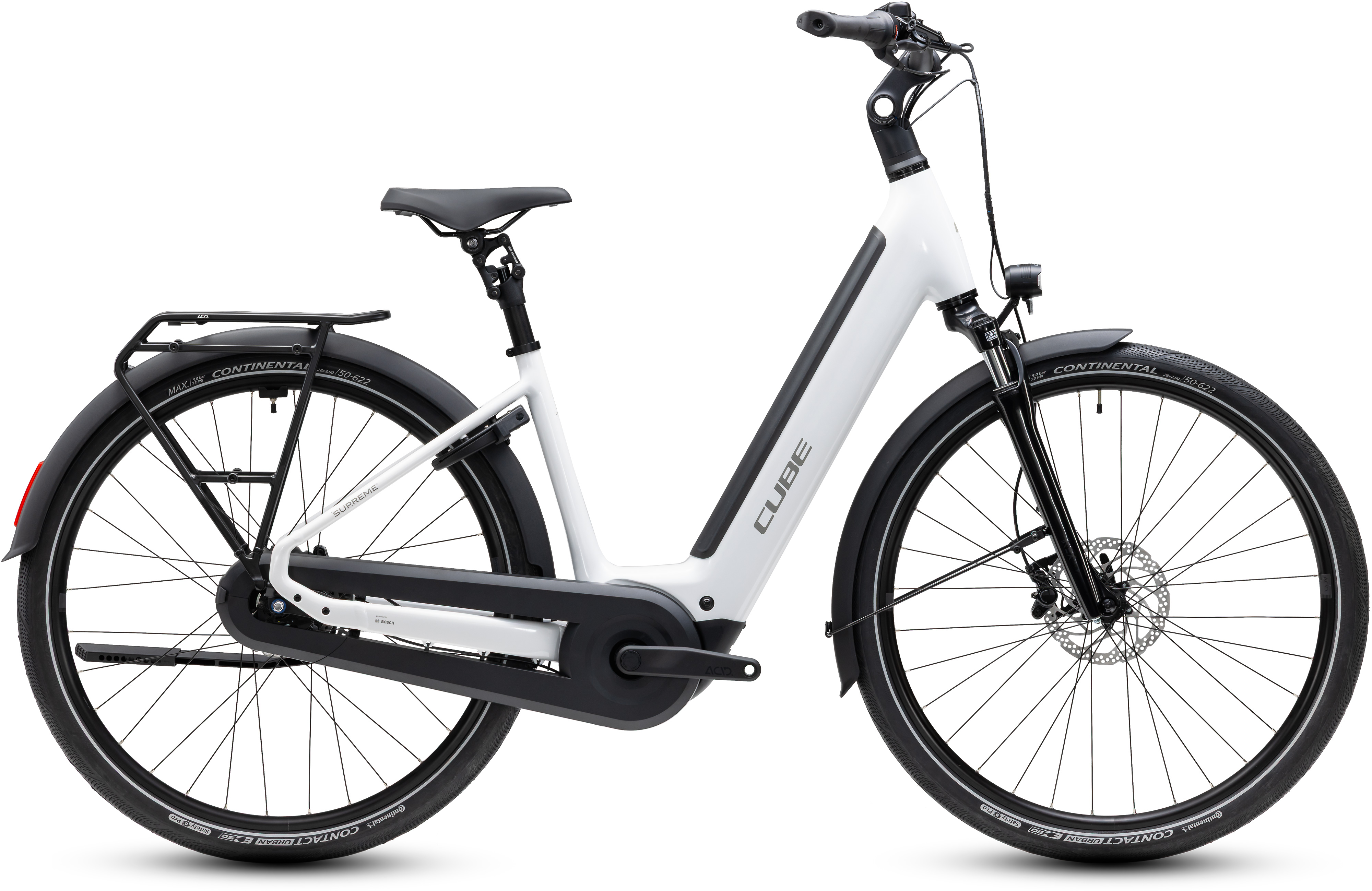 Ciclism - BICICLETA ELECTRICA CUBE SUPREME RT HYBRID COMFORT EX 600 EASY ENTRY METALLICWHITE REFLEX 2027 cadru 46cm - roti 28