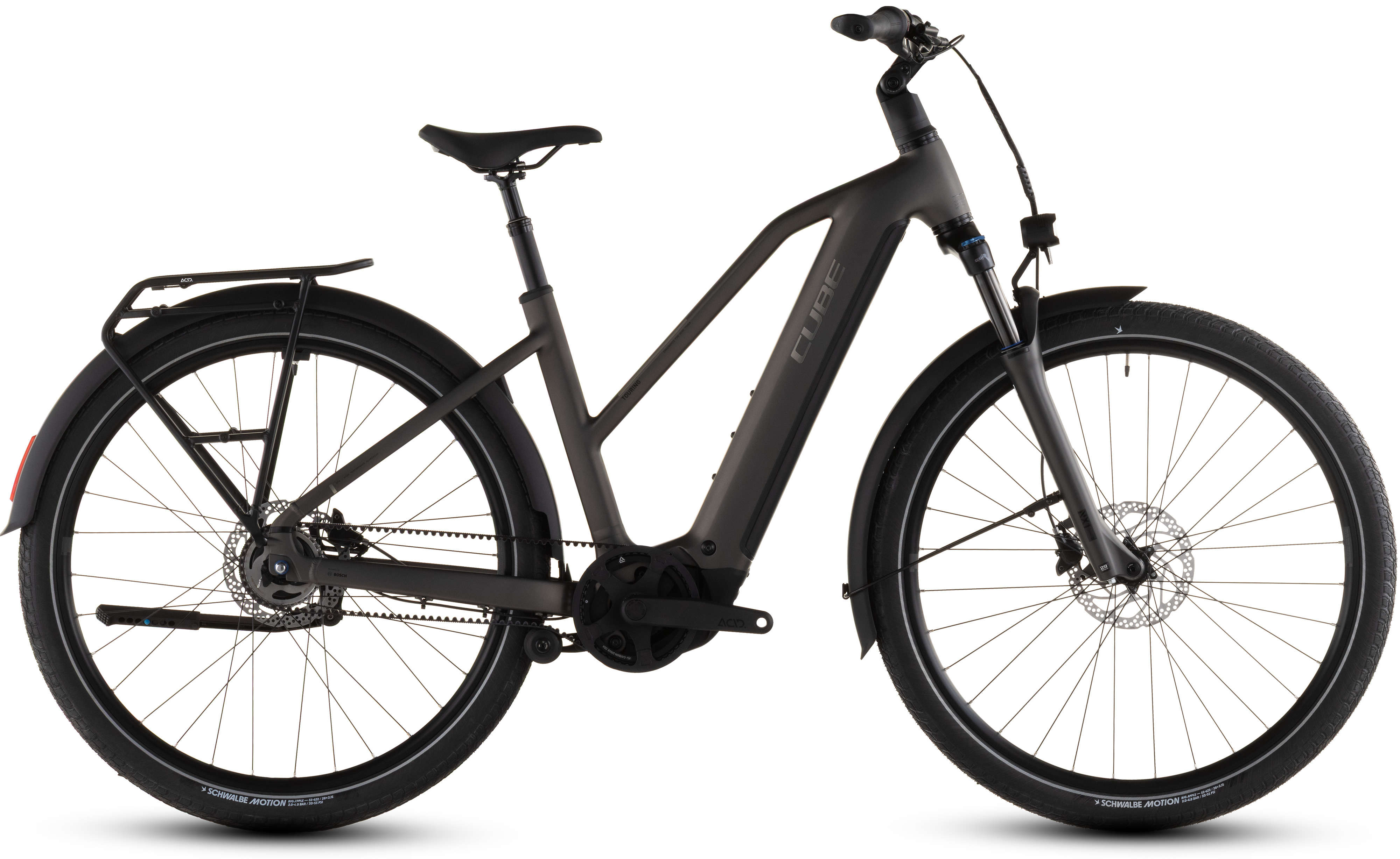 Biciclete electrice - BICICLETA ELECTRICA CUBE TOURING HYBRID COMFORT SLX 800 TRAPEZE CHARCOAL CHROME 2026 54 cm