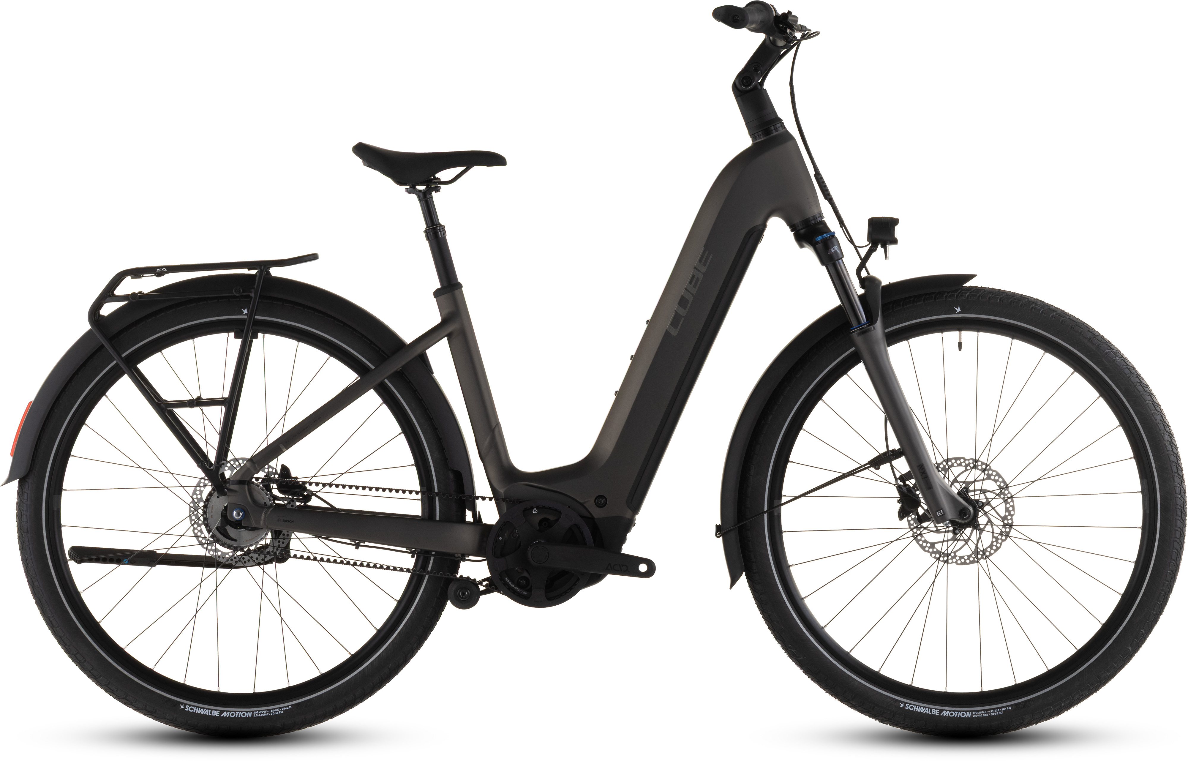 Biciclete electrice - BICICLETA ELECTRICA CUBE TOURING HYBRID COMFORT SLX 800 EASY ENTRY CHARCOAL CHROME 2026 54 cm
