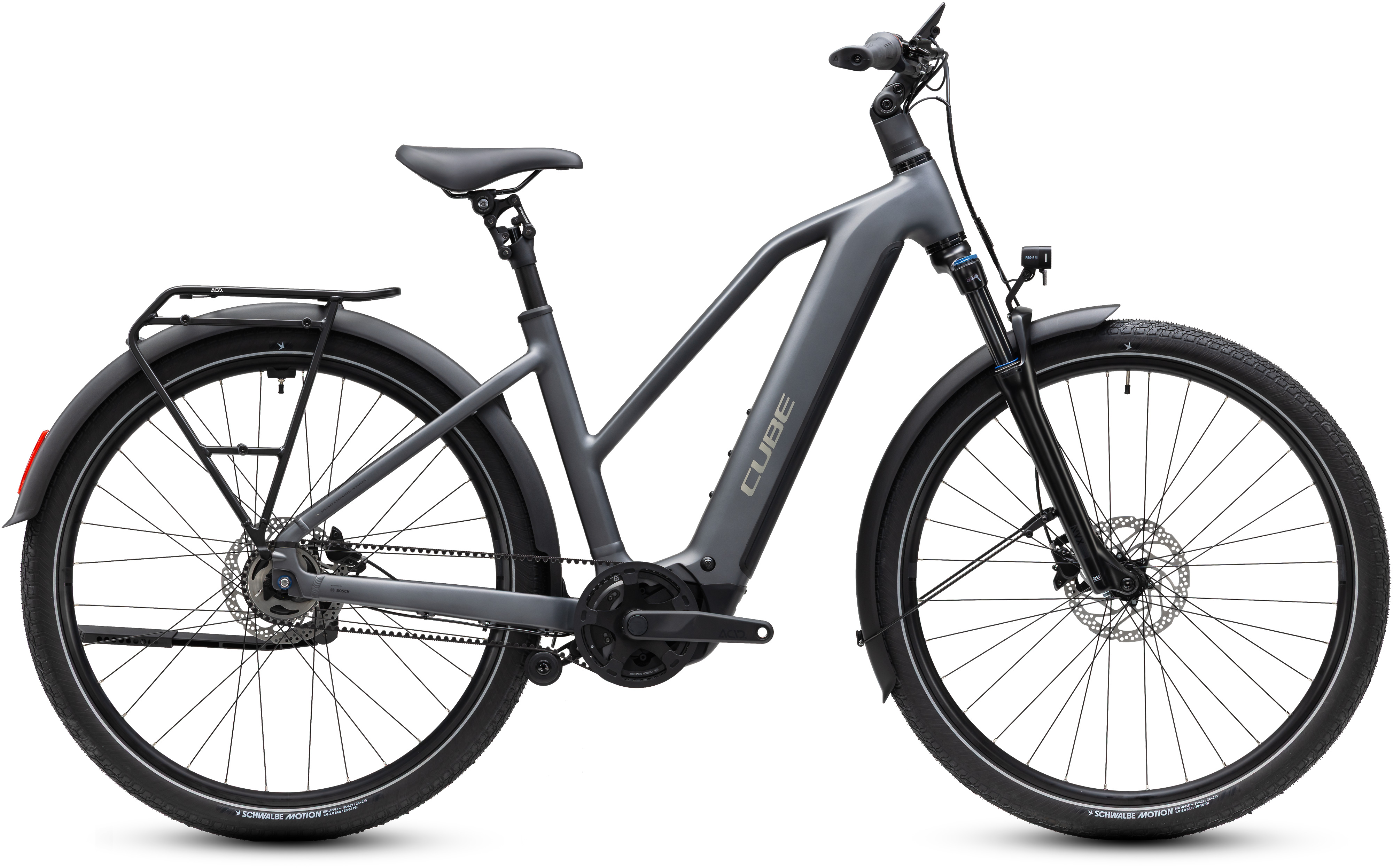 Ciclism - BICICLETA ELECTRICA CUBE TOURING HYBRID DELUXE SLX 800 TRAPEZE SLABGREY CHROME 2027 46 cm