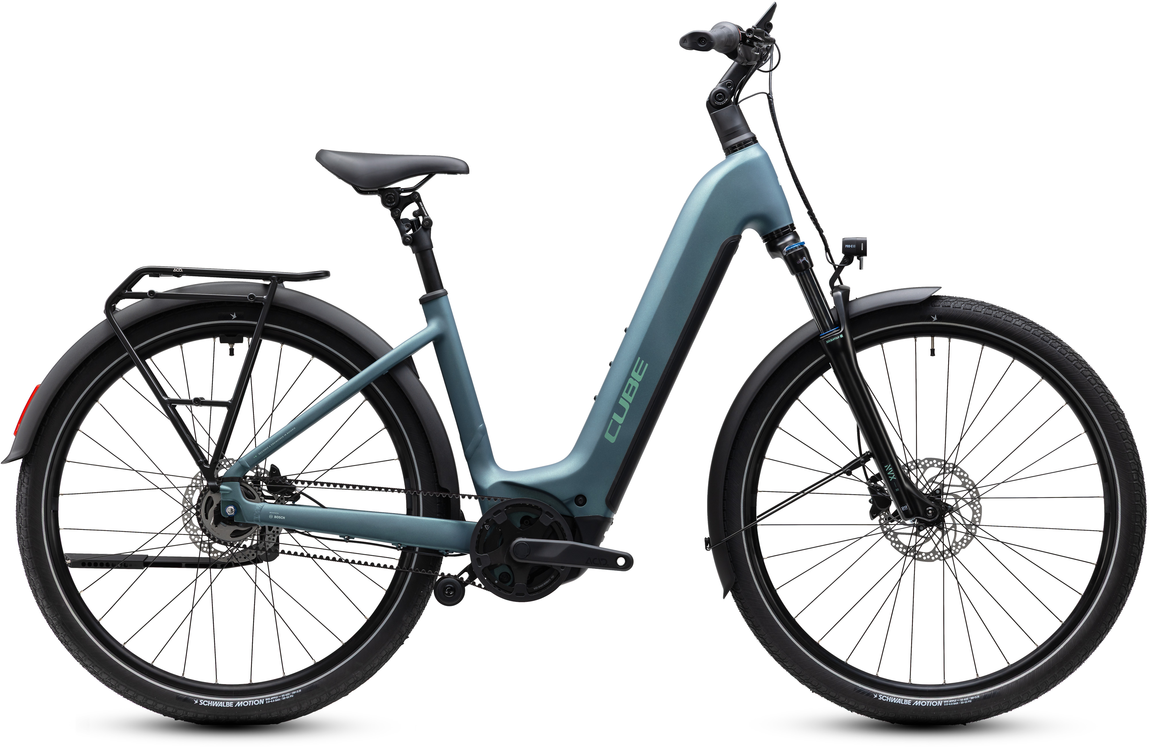 Ciclism - BICICLETA ELECTRICA CUBE TOURING HYBRID DELUXE SLX 800 EASY ENTRY GREENGRANIT GREEN 2027 46 cm