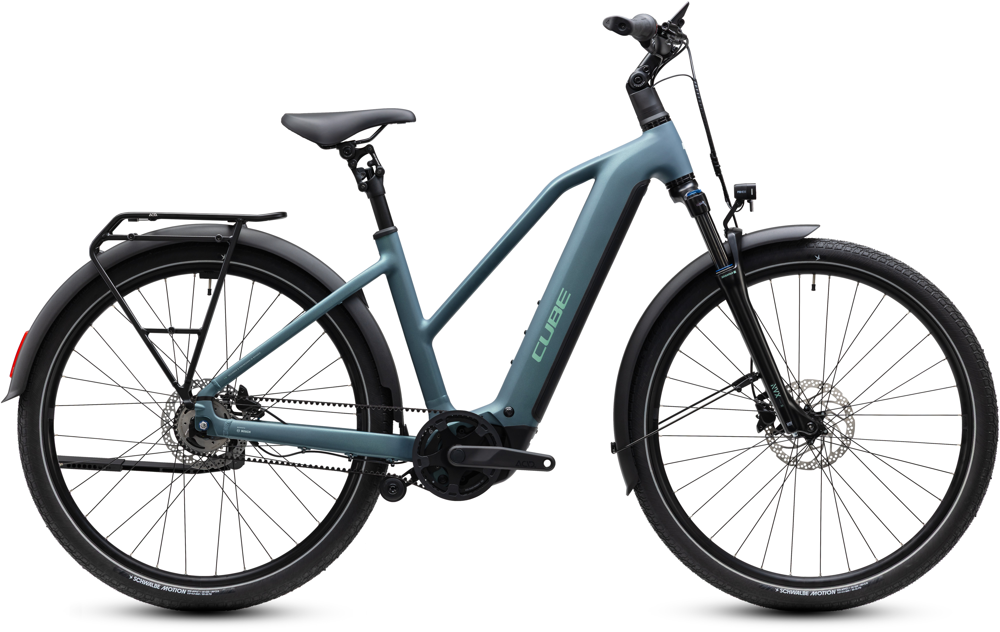 Ciclism - BICICLETA ELECTRICA CUBE TOURING HYBRID DELUXE SLX 800 TRAPEZE GREENGRANIT GREEN 2027 54 cm