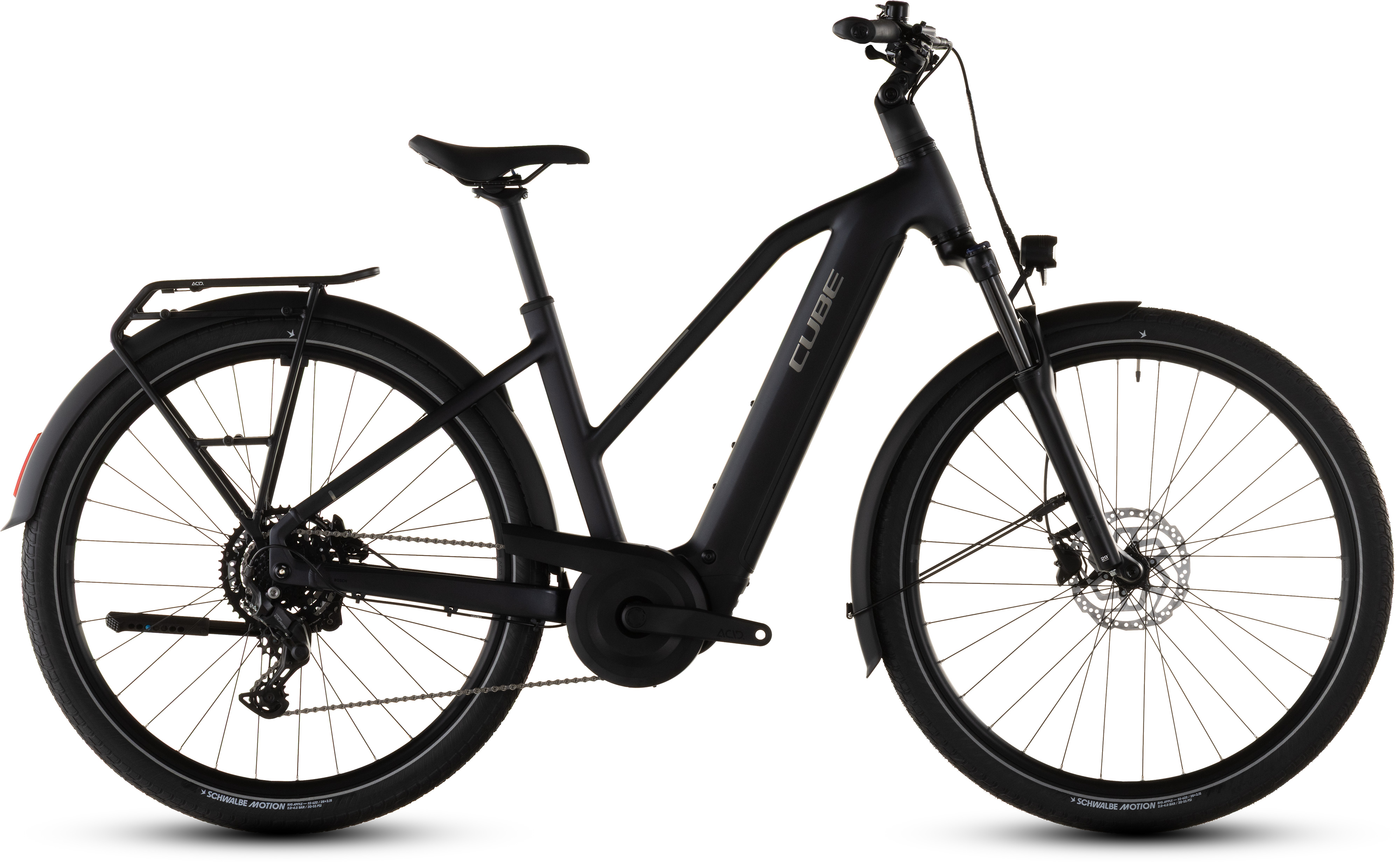 Biciclete electrice - BICICLETA ELECTRICA CUBE TOURING HYBRID ONE 600 TRAPEZE COAL CHROME 2026 46 cm