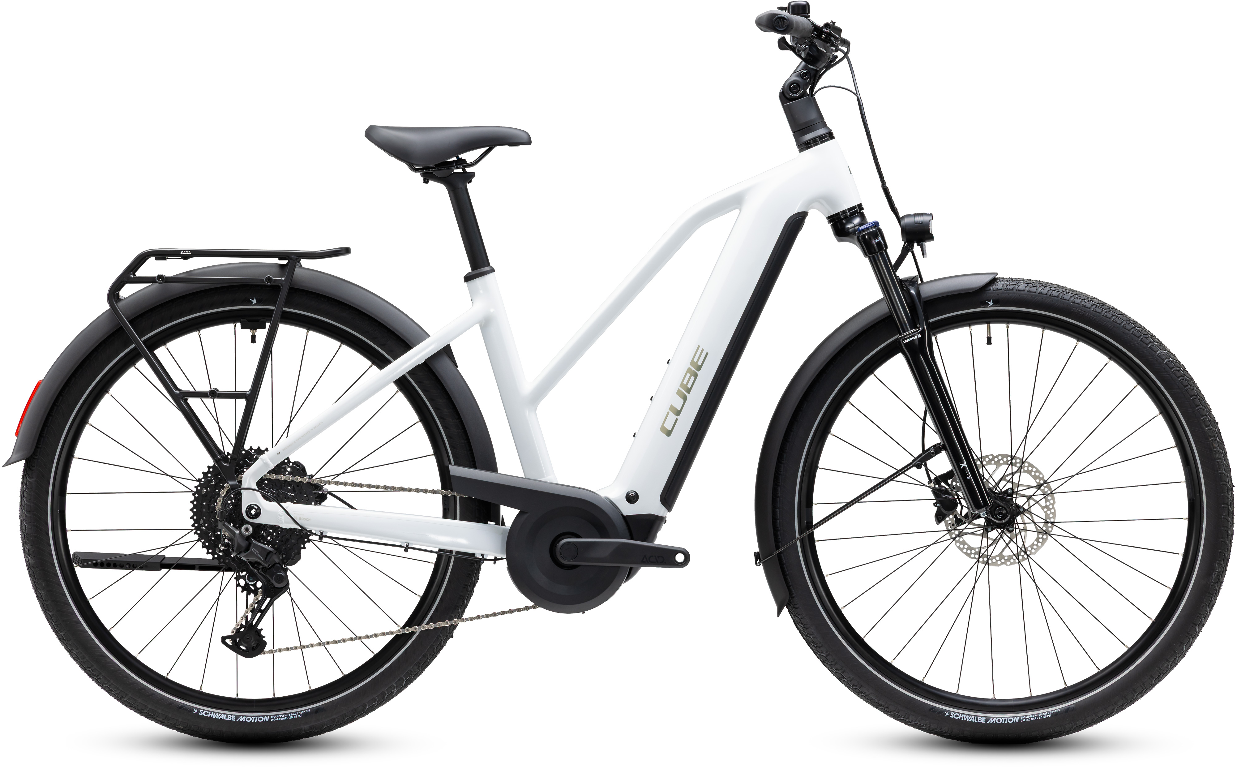Ciclism - BICICLETA ELECTRICA CUBE TOURING HYBRID ONE 600 TRAPEZE METALLICWHITE CHROME 2027 54 cm