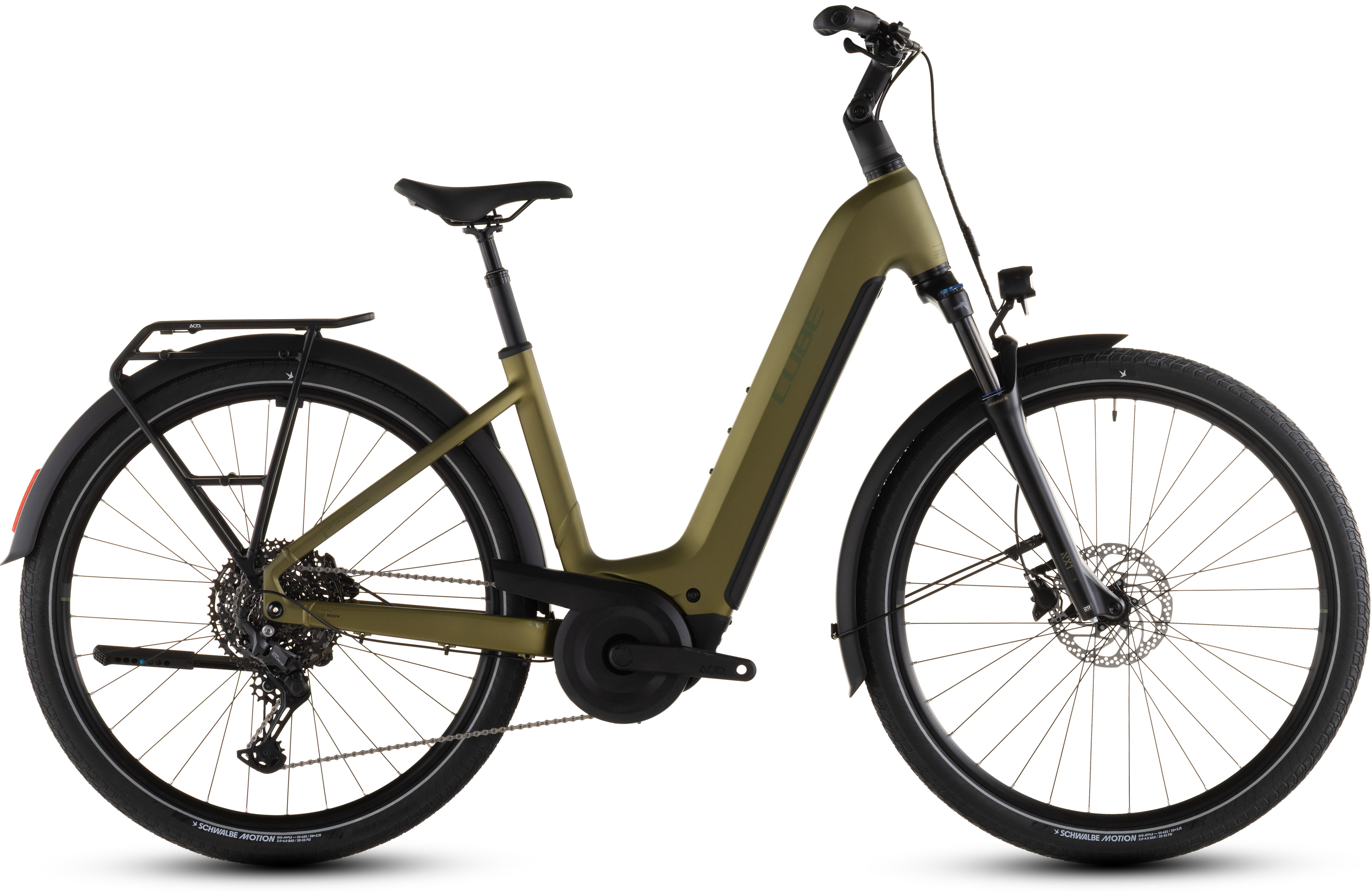 Biciclete electrice - BICICLETA ELECTRICA CUBE TOURING HYBRID PRO 800 EASY ENTRY GOLDENLIME BLACK 2026 46 cm