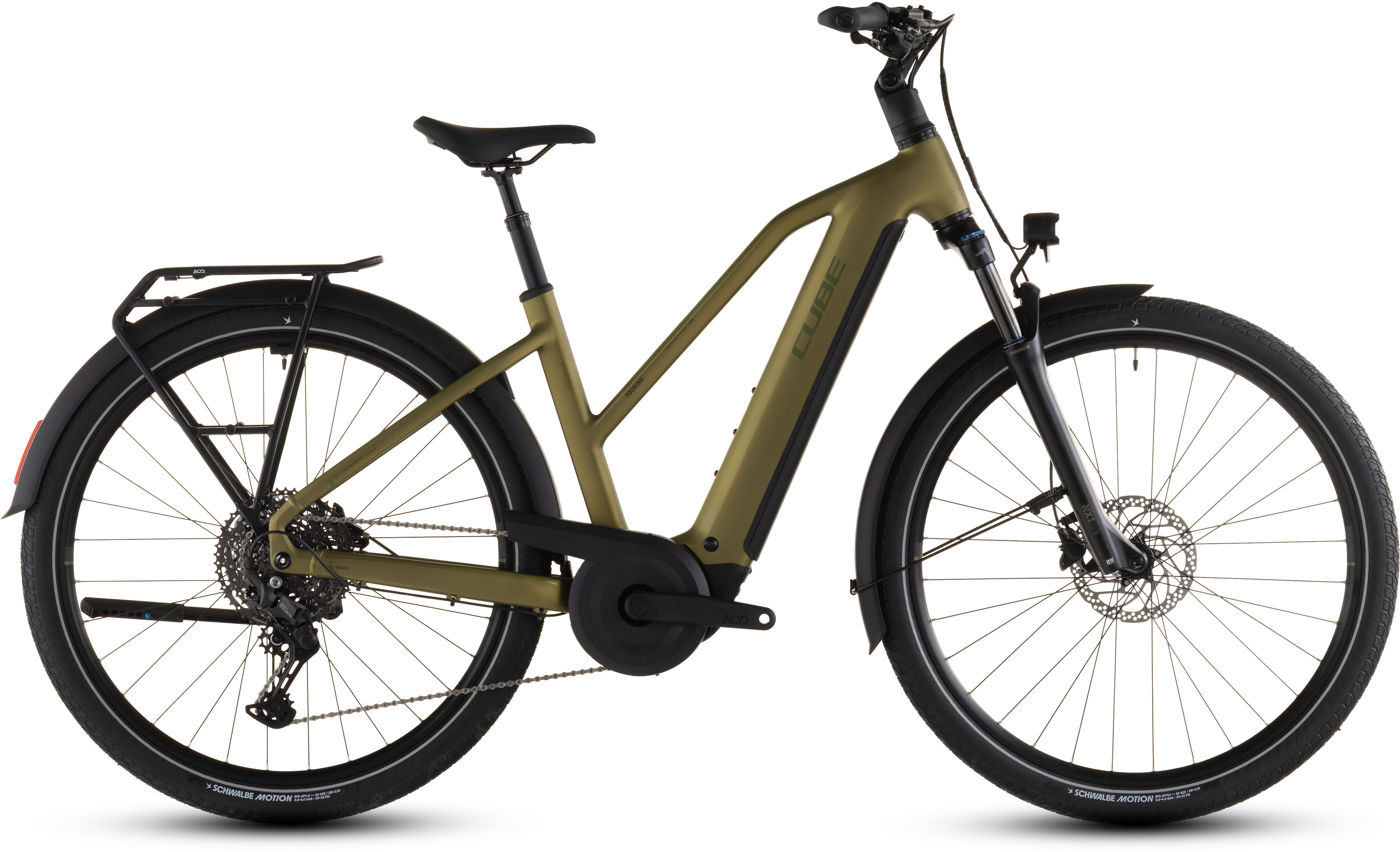 Biciclete electrice - BICICLETA ELECTRICA CUBE TOURING HYBRID PRO 800 TRAPEZE GOLDENLIME BLACK 2026 46 cm