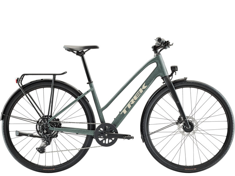 Ciclism - Bicicleta electrica Trek FX MS Sport EQ Keswick Green / Lichen Green Splatter M