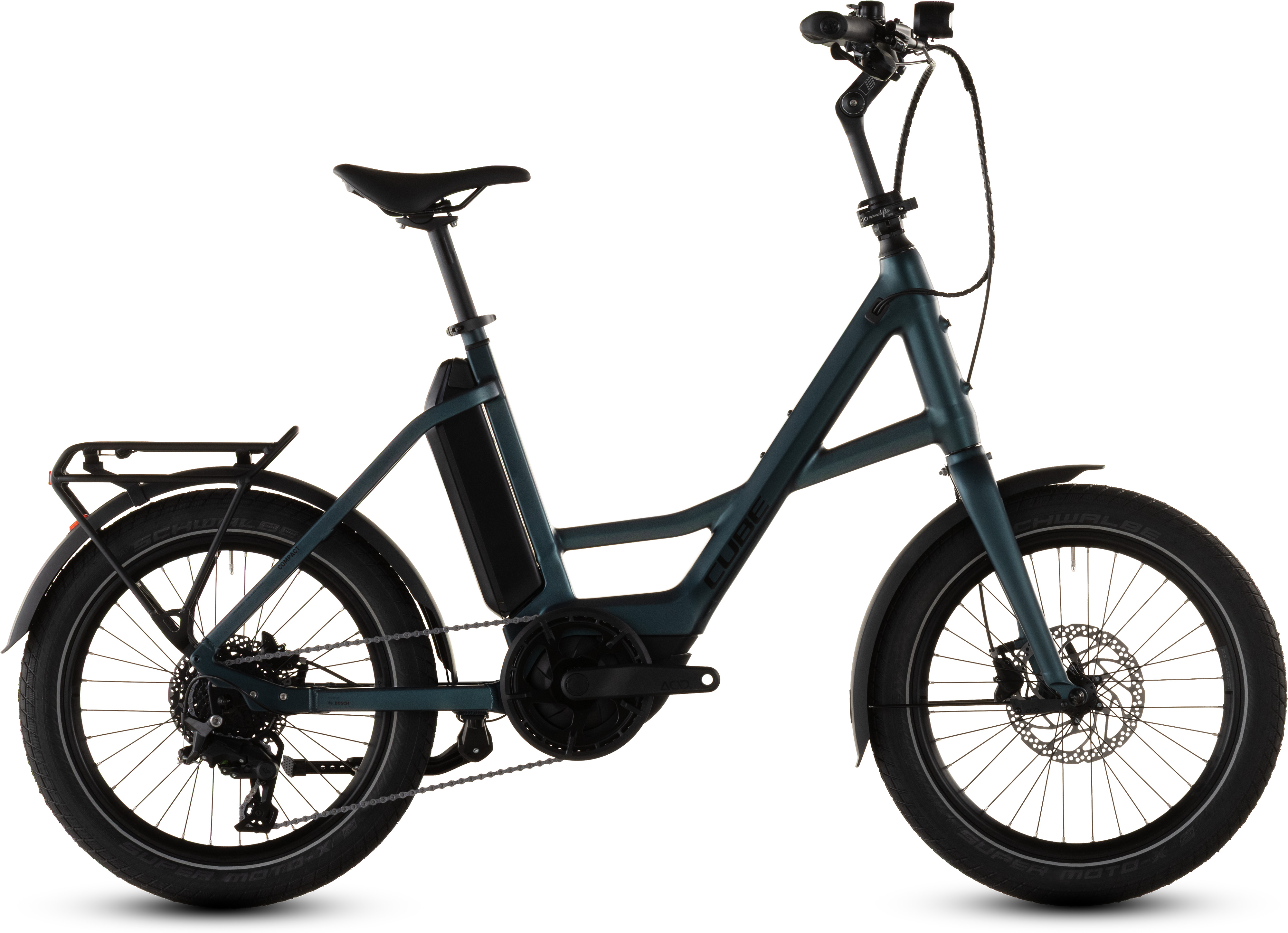 Biciclete - BICICLETA ELECTRICA CUBE COMPACT HYBRID 545 ROYALGREEN BLACK 2026 One Size