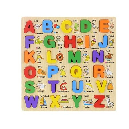 Puzzle lemn 3D Alfabetul cu litere mari și imagini [1]