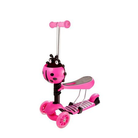 Trotineta evolutiva Scooter 3 in 1 cu lumini LED pentru copii - Roz [4]