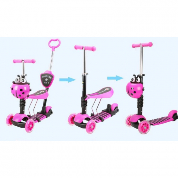 Trotineta evolutiva Scooter 5 in 1 pentru copii - Roz [3]