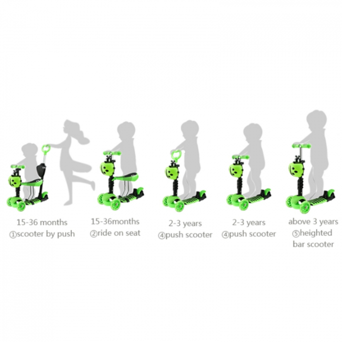 Trotineta evolutiva Scooter 5 in 1 pentru copii - Verde [3]