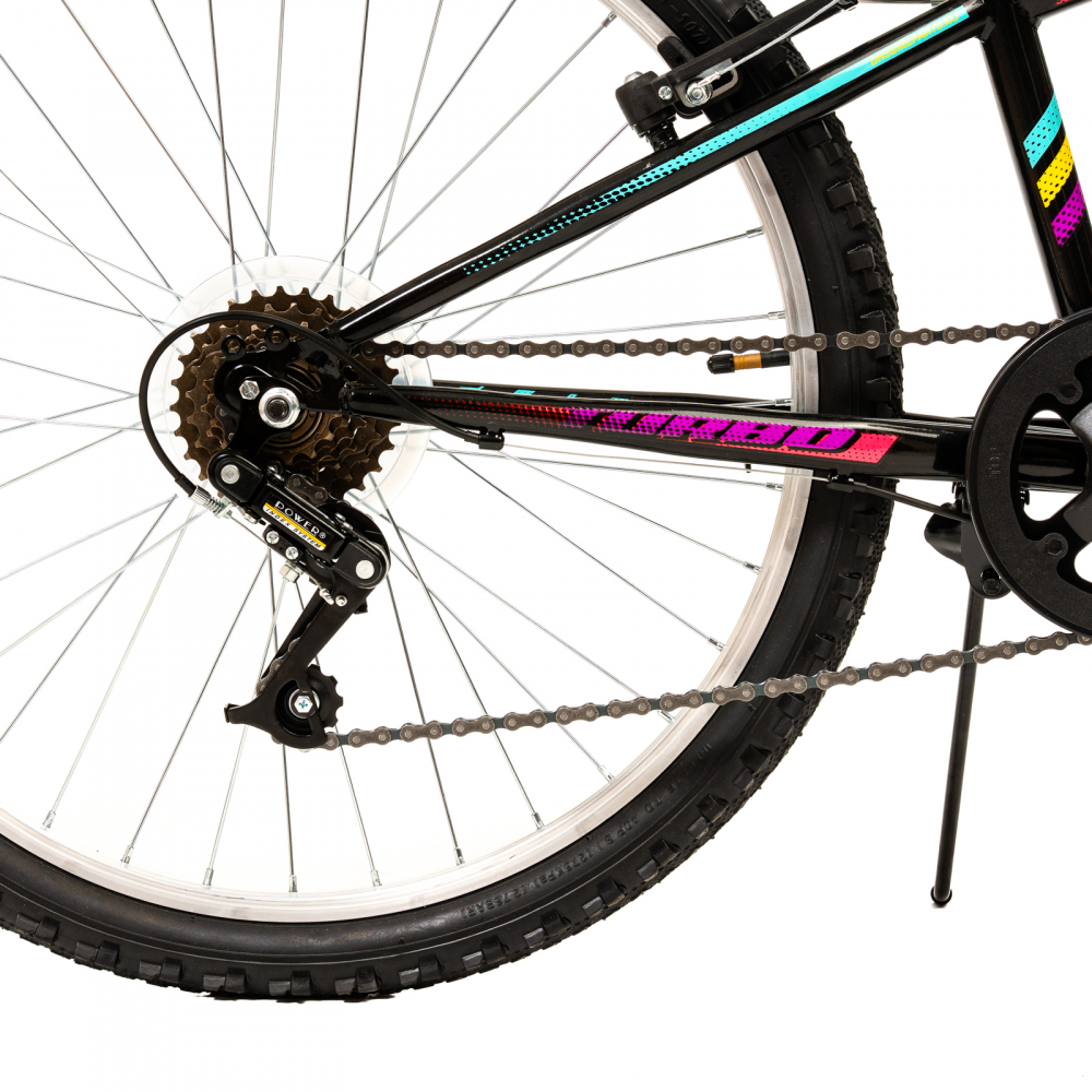 Bicicleta Copii DHS Turbo - 24 Inch, Negru-Roz [4]