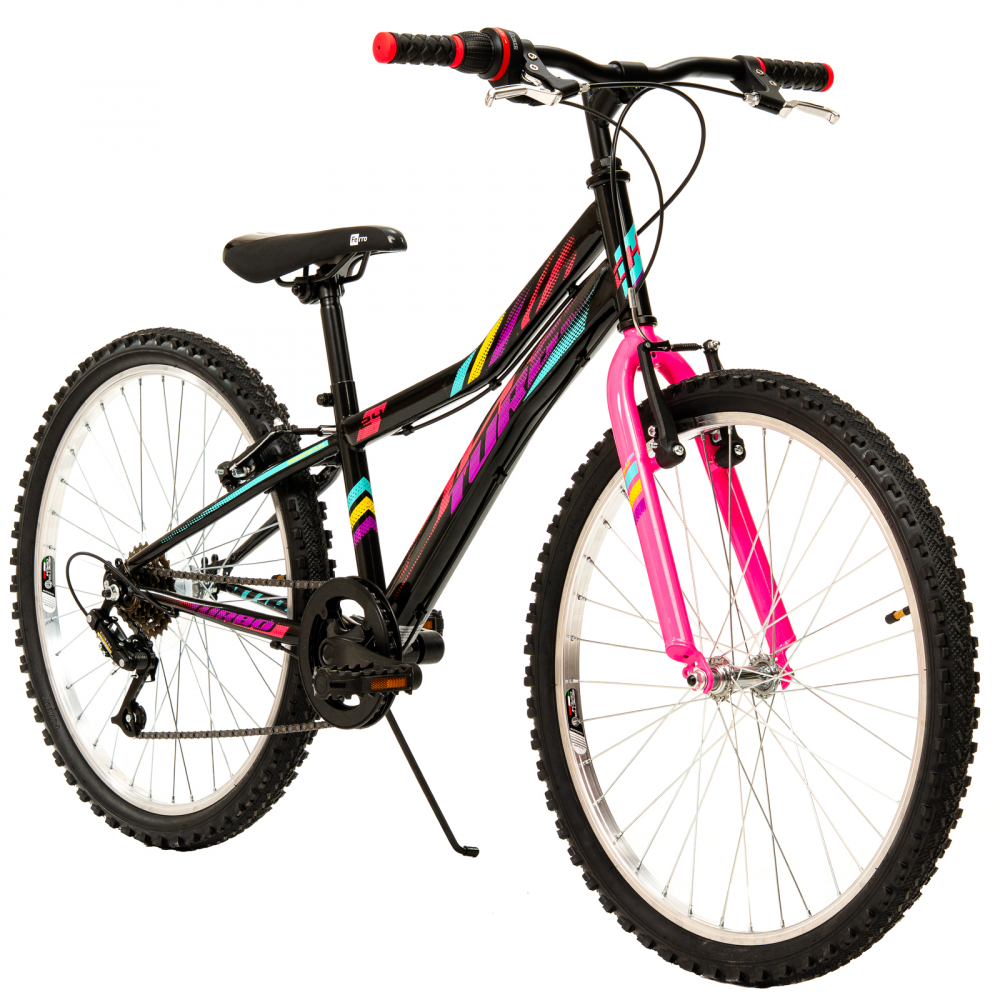 Bicicleta Copii DHS Turbo - 24 Inch, Negru-Roz [2]