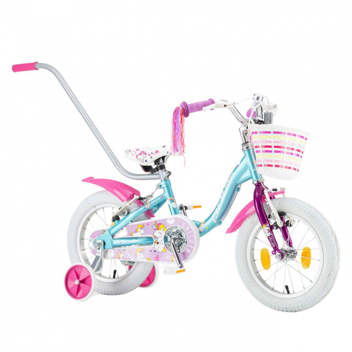 Bicicleta Copii Polar 2023 Unicorn - 14 Inch, Albastru-Roz [2]