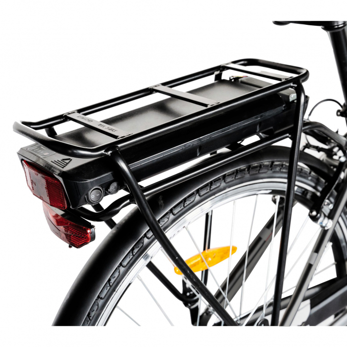 Bicicleta electrica City (E-BIKE) CARPAT C1010E, roata 28", cadru aluminiu, frane V-Brake, transmisie SHIMANO 7 viteze, culoare negru/alb [3]