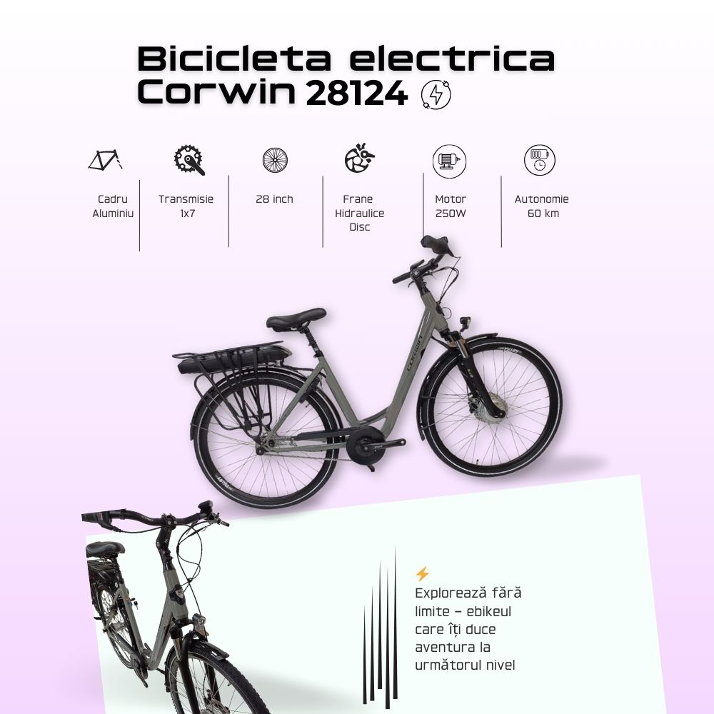 Bicicleta Electrica Corwin 28124 - 28 Inch, M, Gri [3]