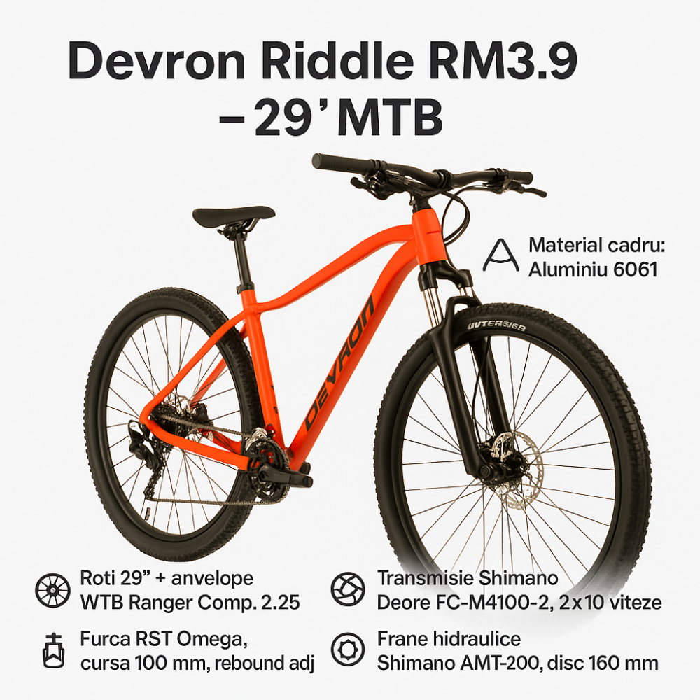 Bicicleta Mtb Devron Riddle RM3.9 2025 - 29 Inch, L, Rosu [4]