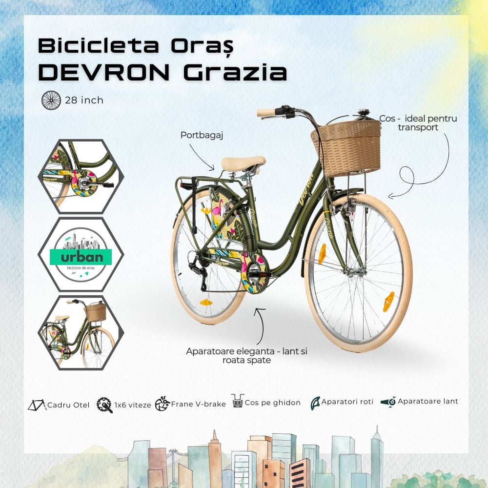 Bicicleta Oras Devron Grazia 6S - 28 Inch, L, Verde [4]