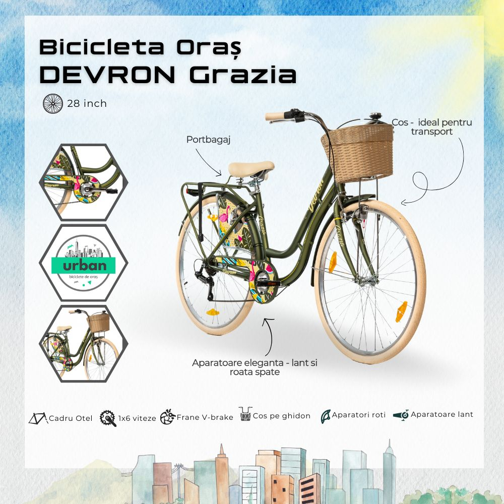 Bicicleta Oras Devron Grazia 6S - 28 Inch, M, Verde [4]