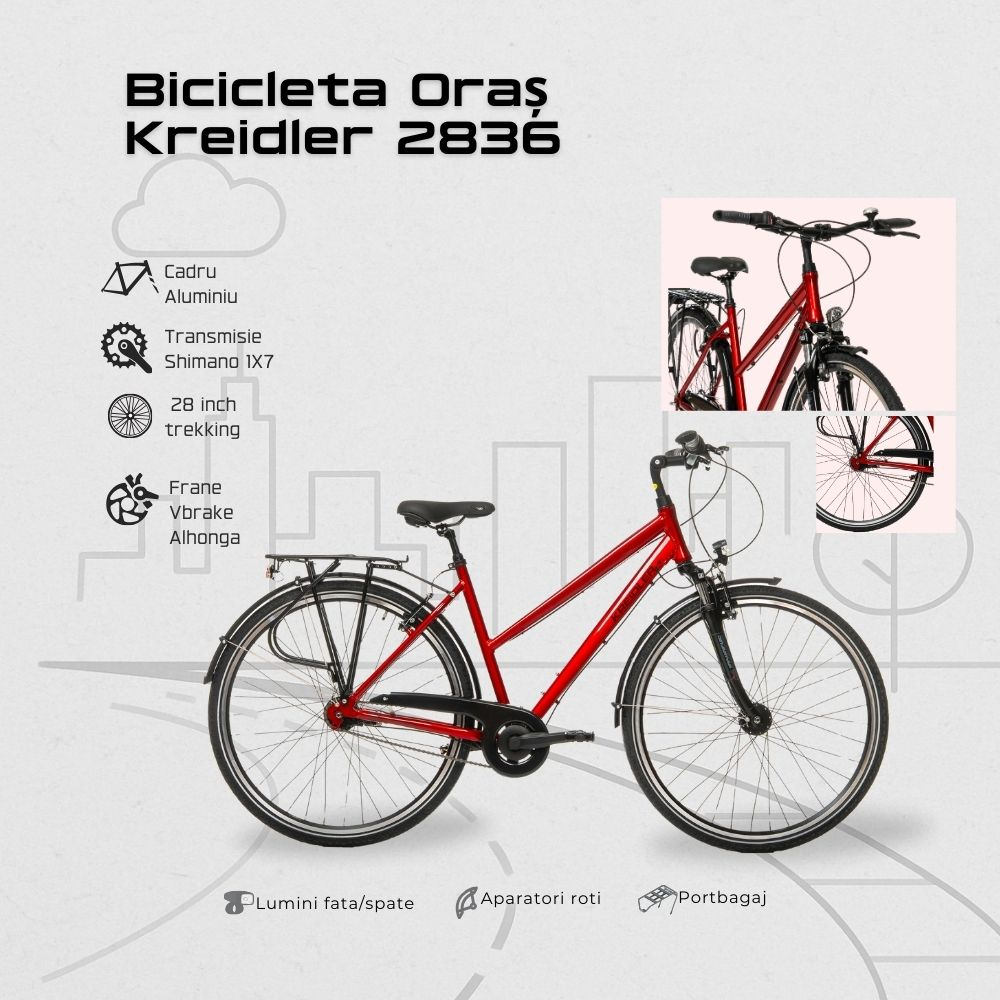 Bicicleta Oras Kreidler 2836 - 28 inch, L, Rosu [4]