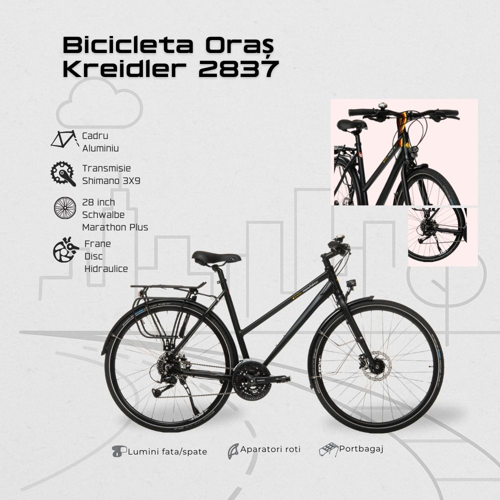 Bicicleta Oras Kreidler 2837 - 28 inch, L, Negru [4]