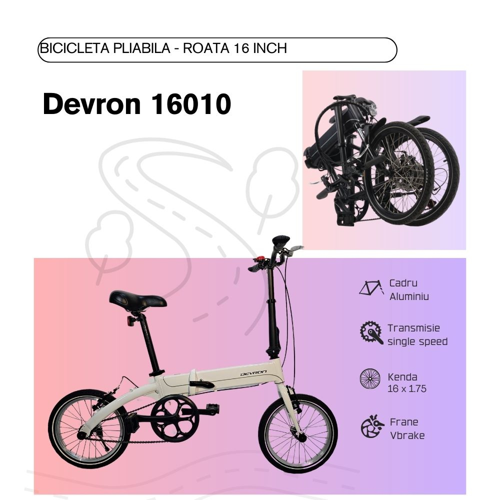 Bicicleta Pliabila DHS 16010 - 16 inch, Alb [4]