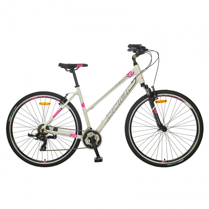 Bicicleta Trekking Polar Athena - 700C, M, Alb-Roz [1]