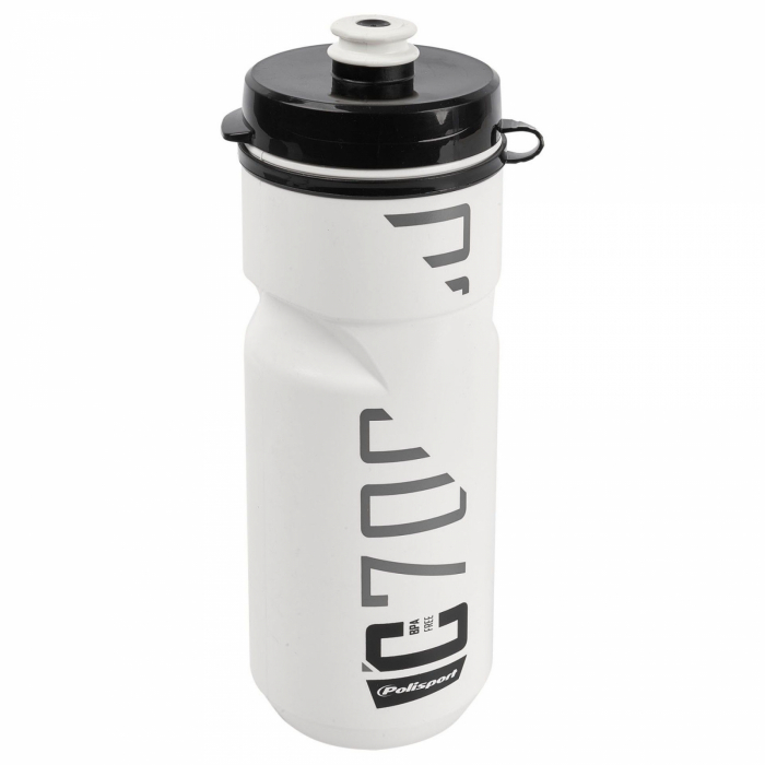 Bidonas Polisport Clip 700ml alb-negru, dop rosu [1]