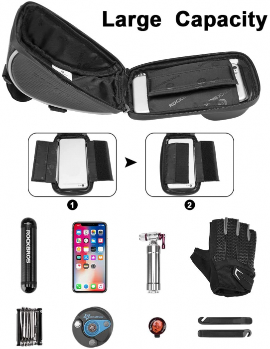 Borseta ghidon bicicleta Rockbros 010-4BK cu suport telefon [4]