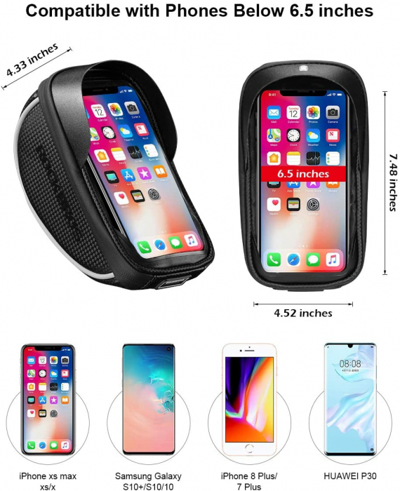 Borseta ghidon bicicleta Rockbros 010-4BK cu suport telefon [3]