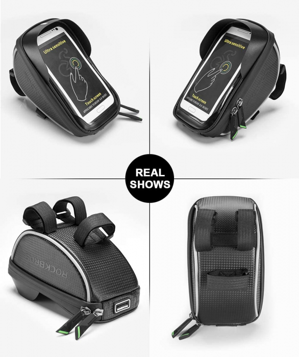 Borseta ghidon bicicleta Rockbros 010-4BK cu suport telefon [6]
