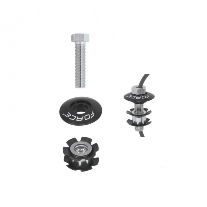 Capac si floare Force BMX cu gaura conducta 1.1/8 negre [1]