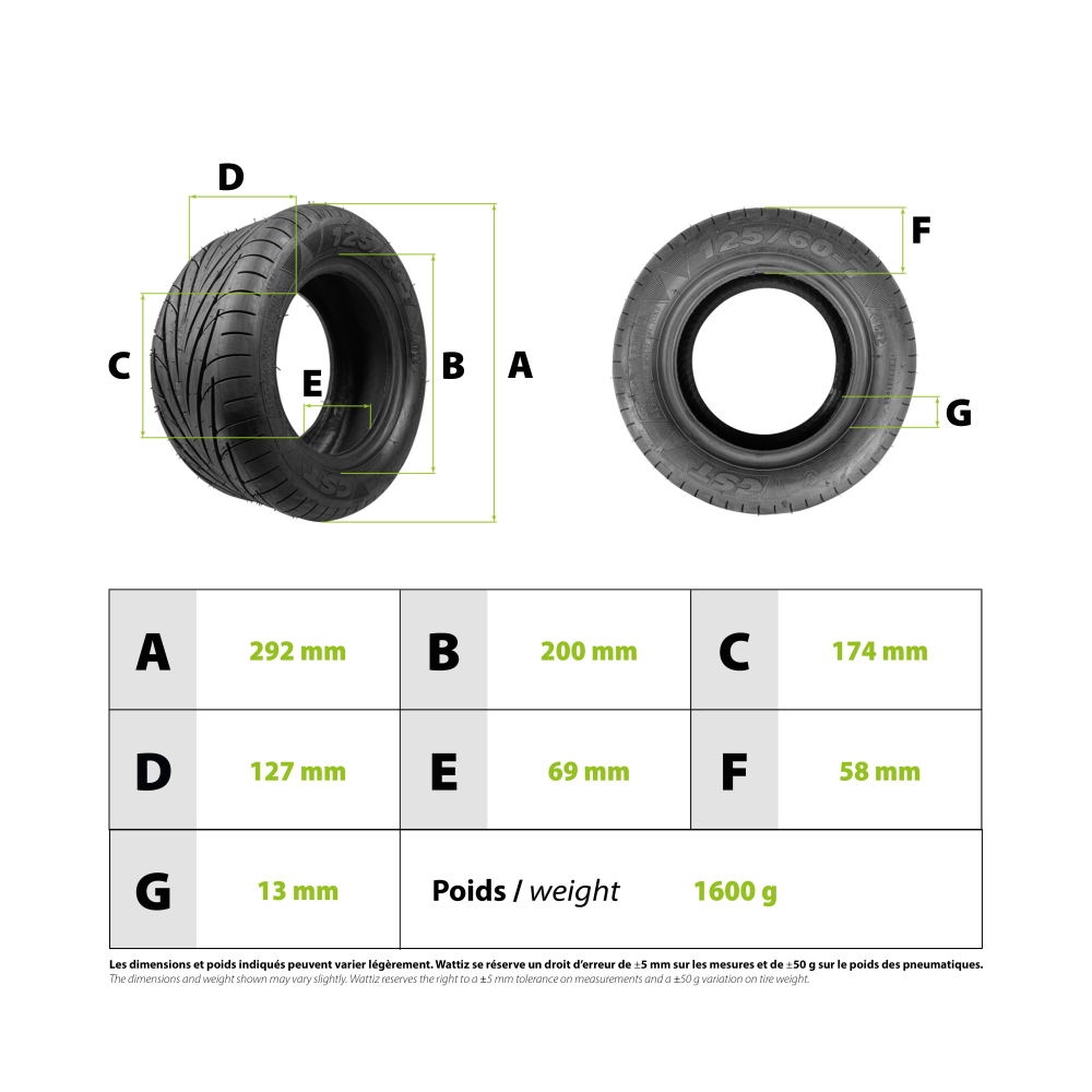 Cauciuc tubeless trotineta electrica CST 125/60-7 (13 inch) [3]