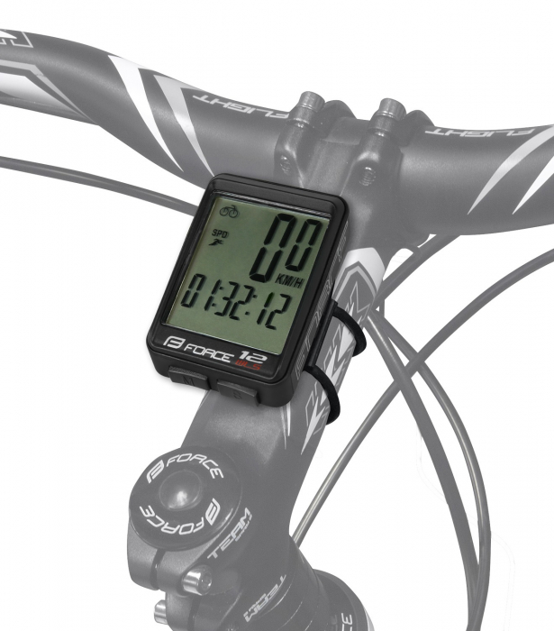 Ciclocomputer bicicleta Force 12F fara fir negru [2]