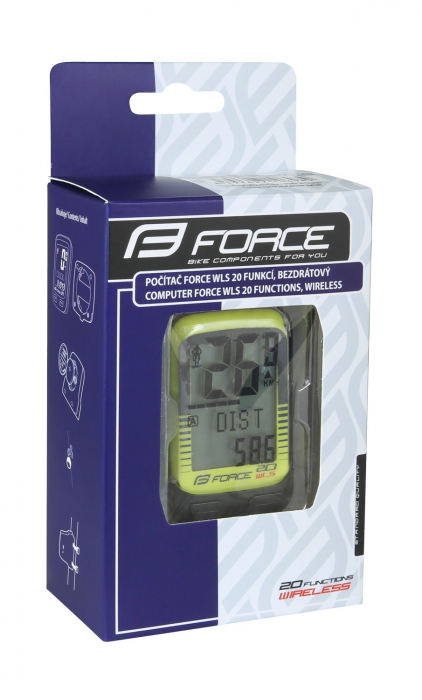 Ciclocomputer Force WLS 20F fara fir galben fluo [5]