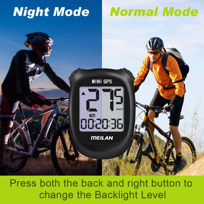 Ciclocomputer GPS pentru bicicleta Meilan M3 mini, Baterie reincarcabila 400 mAh, Rezistenta la apa IPX5, Ecran LCD (Negru) [5]