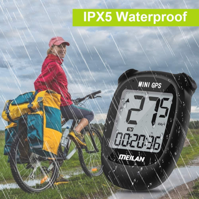Ciclocomputer GPS pentru bicicleta Meilan M3 mini, Baterie reincarcabila 400 mAh, Rezistenta la apa IPX5, Ecran LCD (Negru) [6]