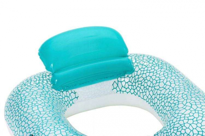 Colac gonflabil tip fotoliu Bestway, cu spatar si suport de pahar, 102x94cm, turcoaz [2]