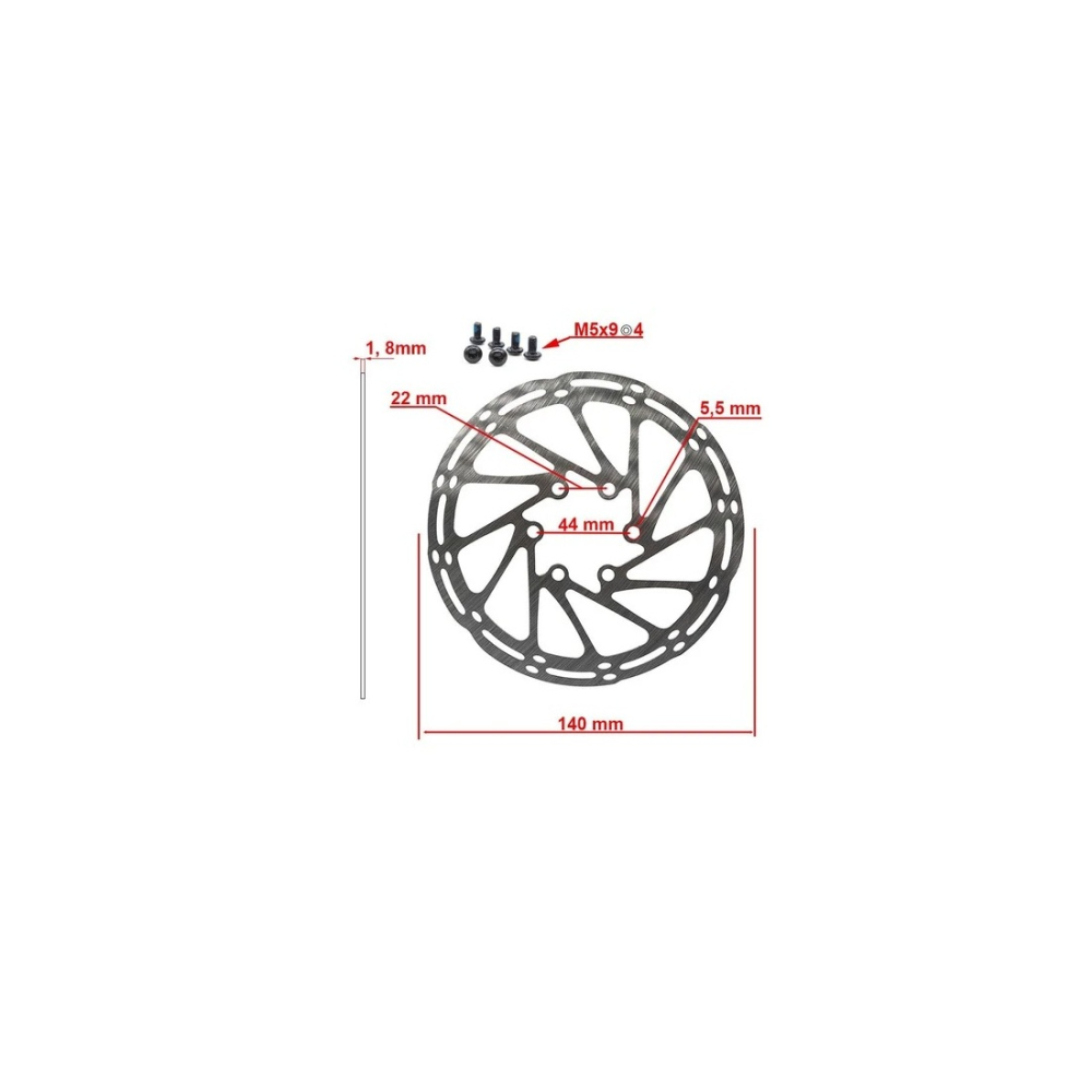Disc frana eWheel EWD002 140mm, 6 gauri Negru [2]