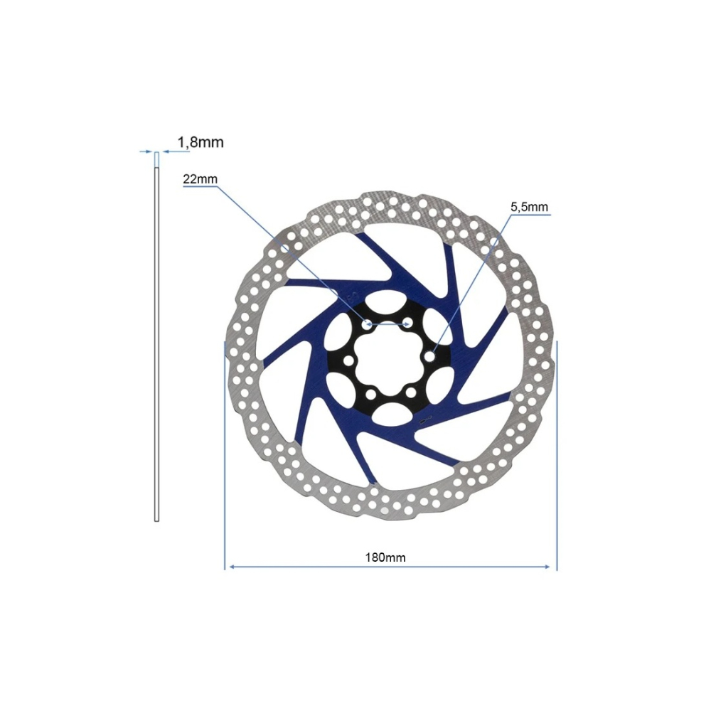 Disc frana eWheel V2 180mm, 6 gauri, Albastru [2]