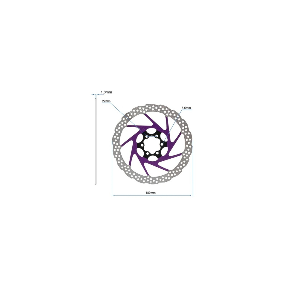Disc frana eWheel V2 180mm, 6 gauri, Mov [2]