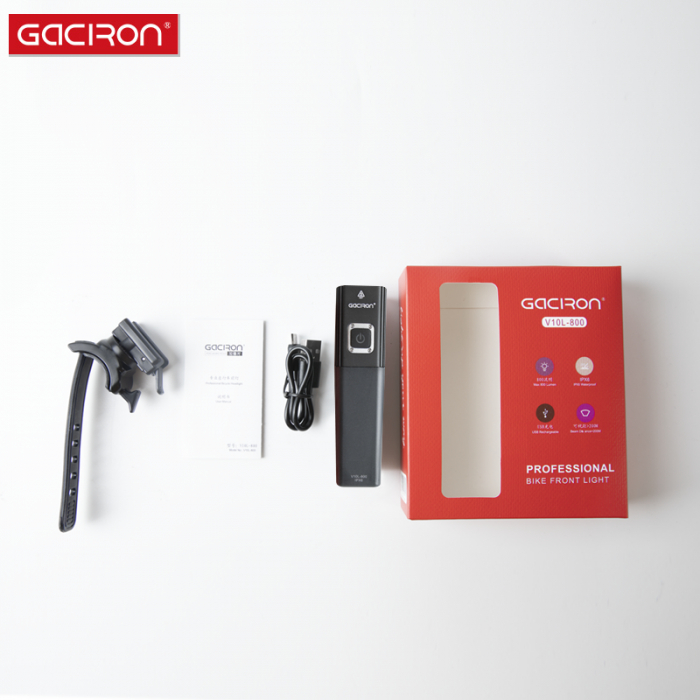 Far Led Bicicleta Gaciron V10L-800, Putere 800 lumeni, Baterie Reincarcabila 2500 mAh, Rezistenta la Apa IPX6, Aluminiu [6]