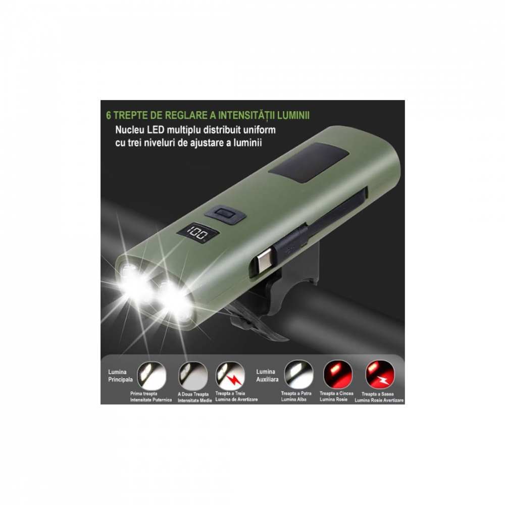 Far reincarcabil Fivestars Power Light PBL-6400, powerbank 6400 mAh, USB Type-C, kaki [6]